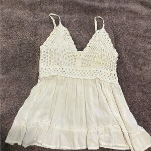 Blush Cream Crochet Tank Top